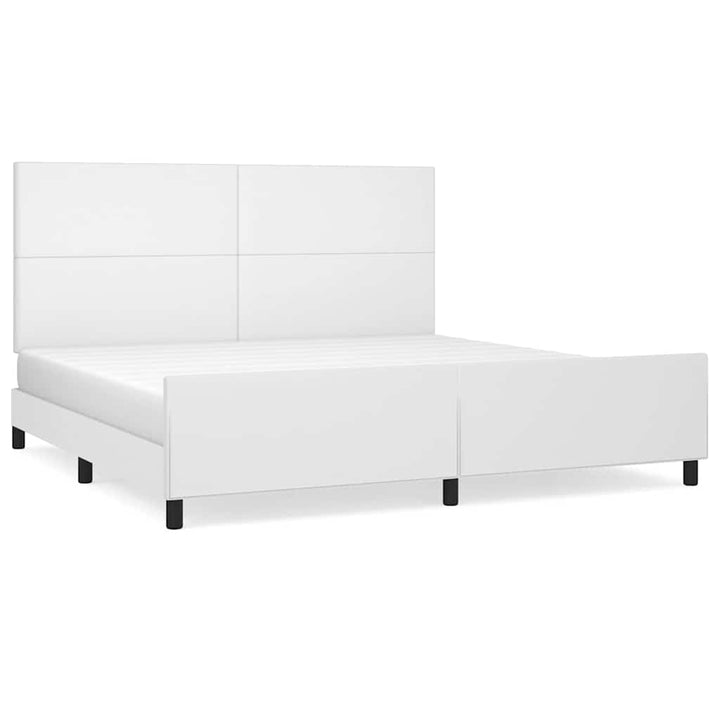 sengeramme med sengegavl 200x200 cm kunstlæder hvid