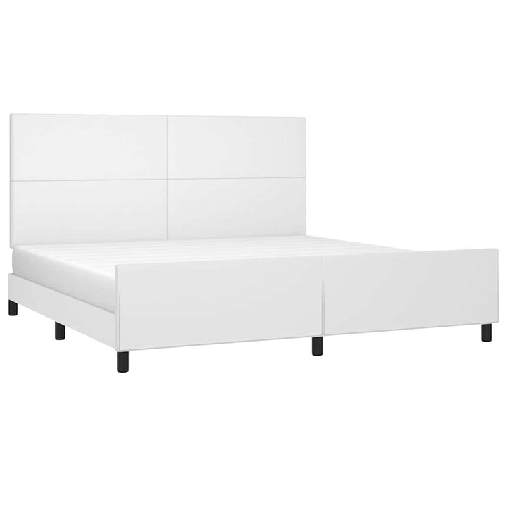 sengeramme med sengegavl 200x200 cm kunstlæder hvid