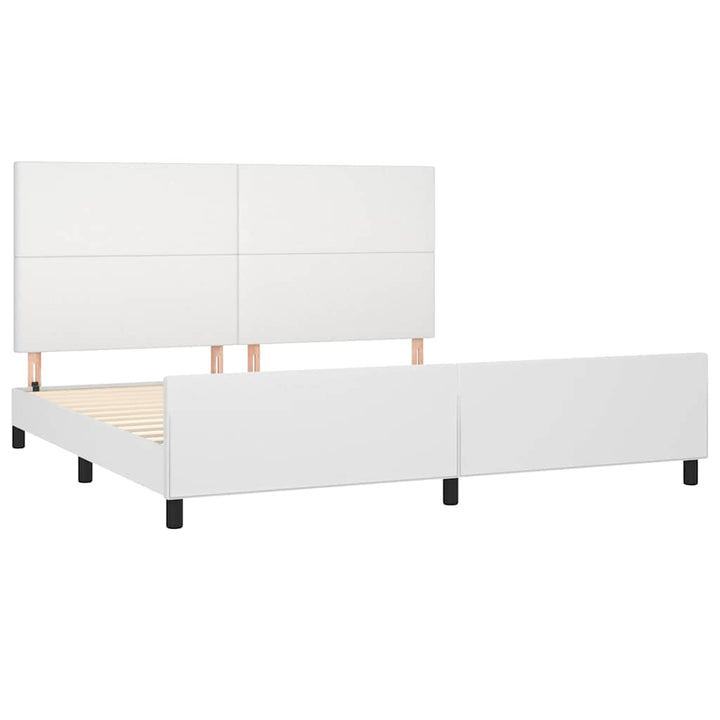 sengeramme med sengegavl 200x200 cm kunstlæder hvid