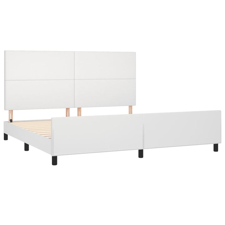 sengeramme med sengegavl 200x200 cm kunstlæder hvid