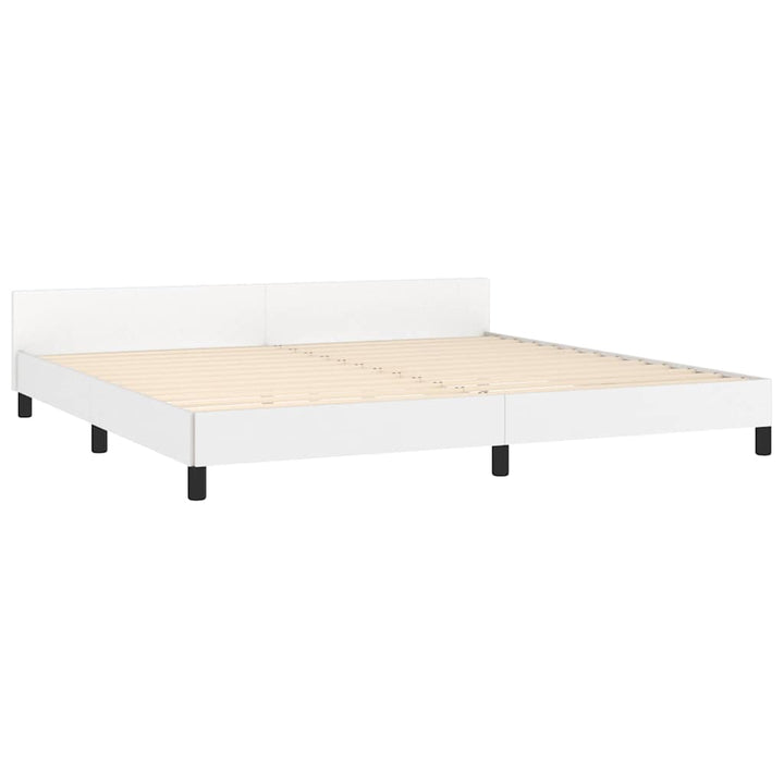 sengeramme med sengegavl 200x200 cm kunstlæder hvid