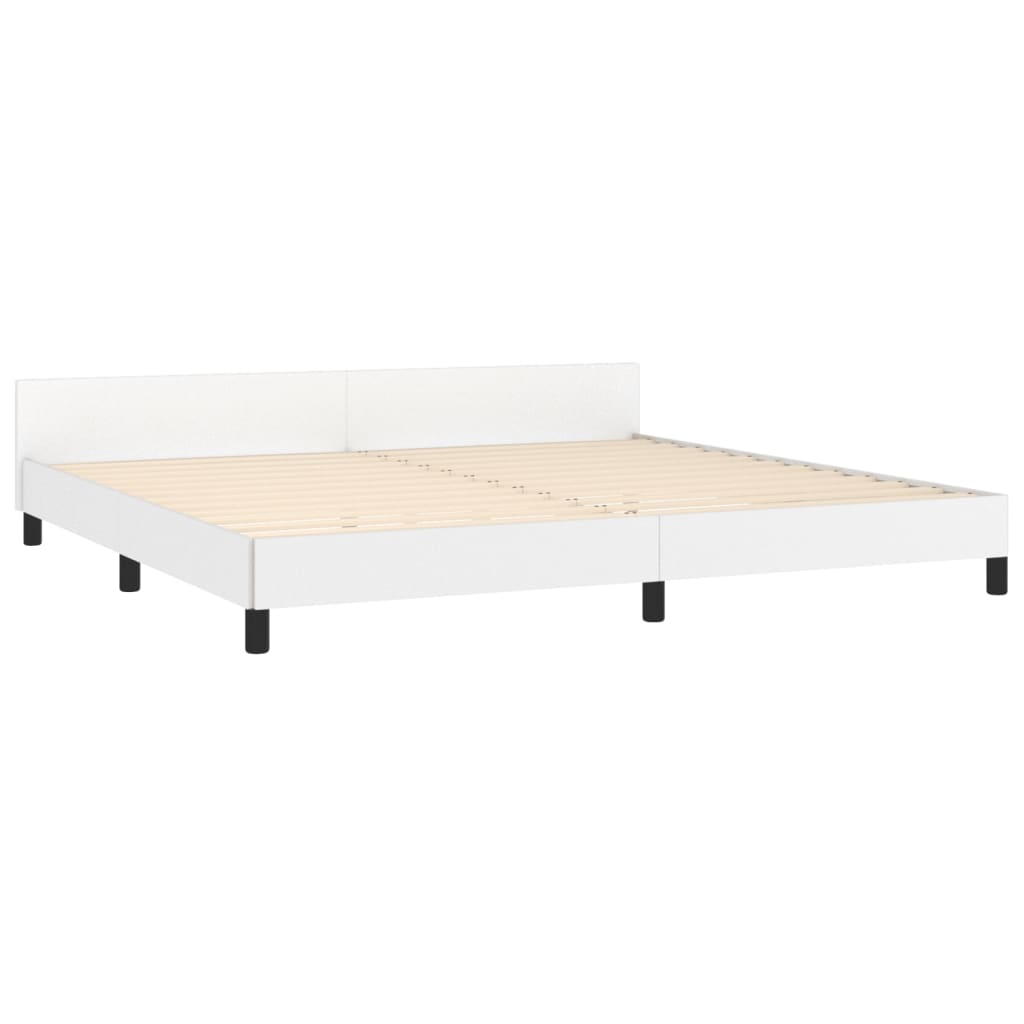 sengeramme med sengegavl 200x200 cm kunstlæder hvid