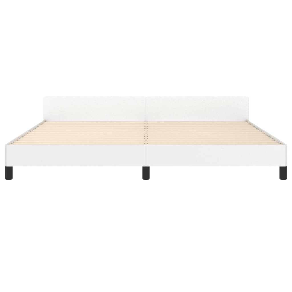 sengeramme med sengegavl 200x200 cm kunstlæder hvid