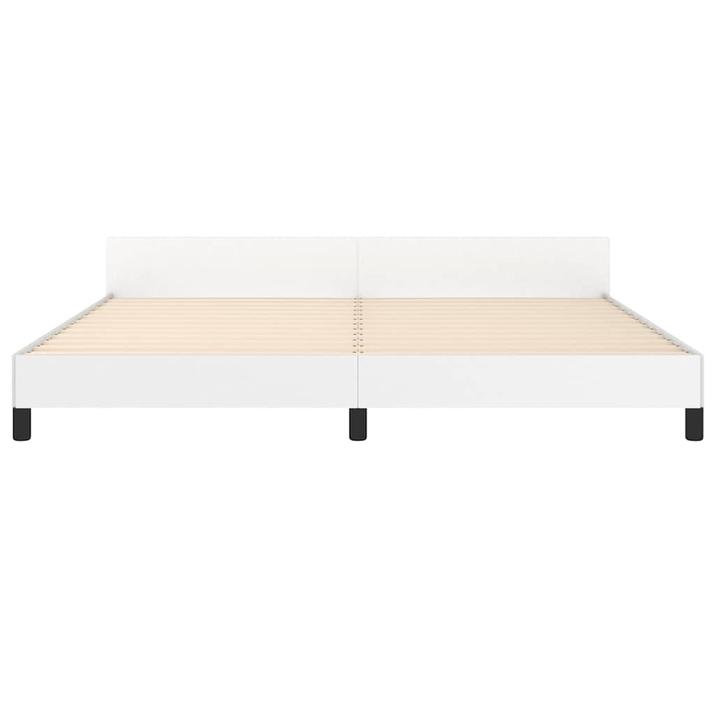 sengeramme med sengegavl 200x200 cm kunstlæder hvid