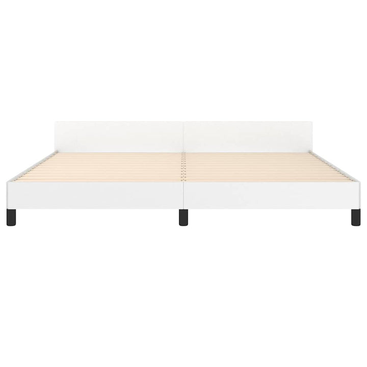 sengeramme med sengegavl 200x200 cm kunstlæder hvid