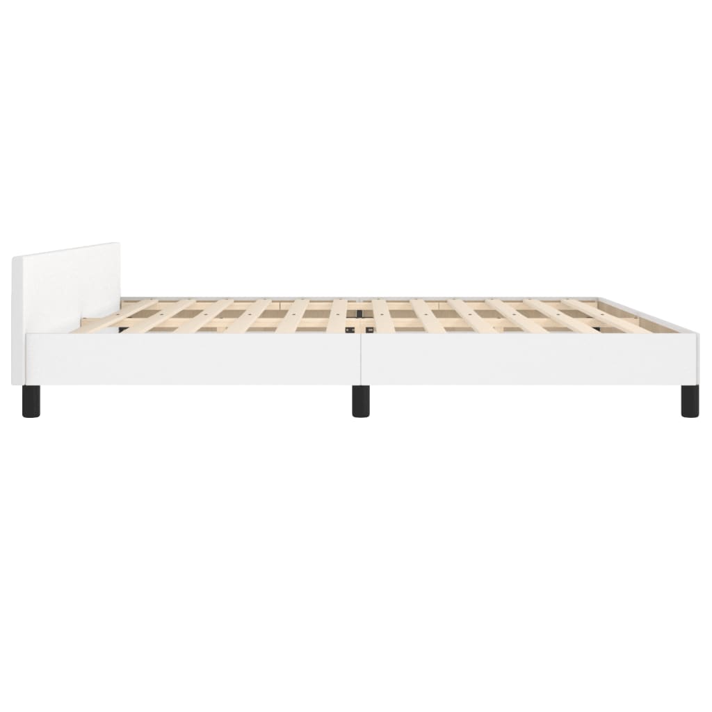 sengeramme med sengegavl 200x200 cm kunstlæder hvid