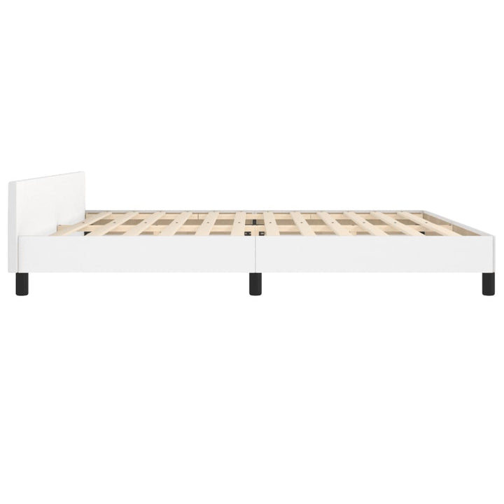 sengeramme med sengegavl 200x200 cm kunstlæder hvid