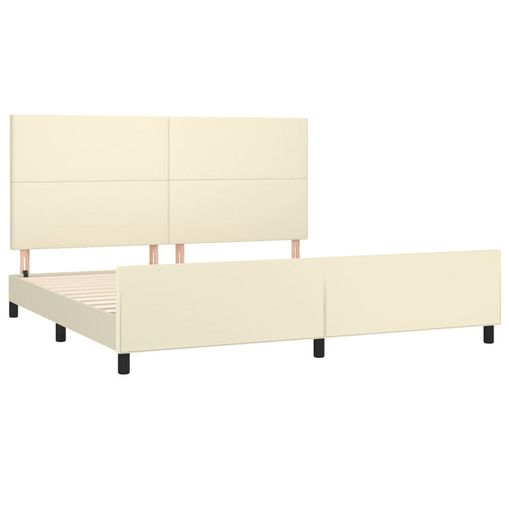 sengeramme med sengegavl 200x200 cm kunstlæder cremefarvet