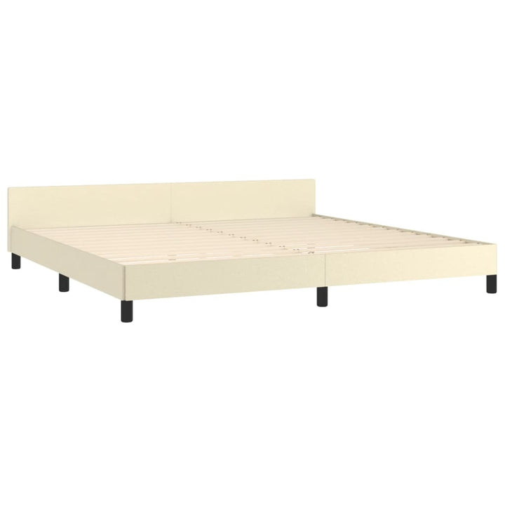 sengeramme med sengegavl 200x200 cm kunstlæder cremefarvet