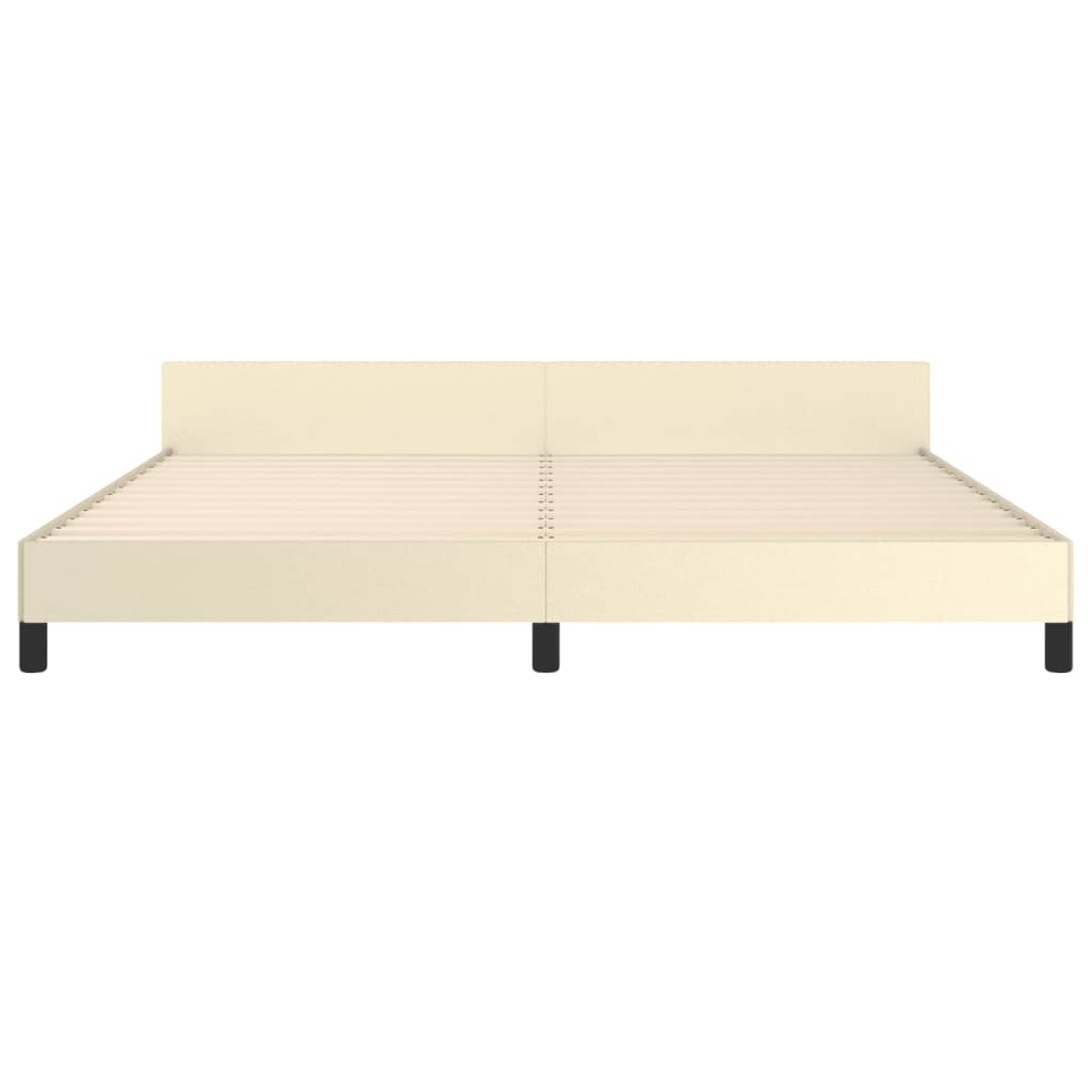 sengeramme med sengegavl 200x200 cm kunstlæder cremefarvet