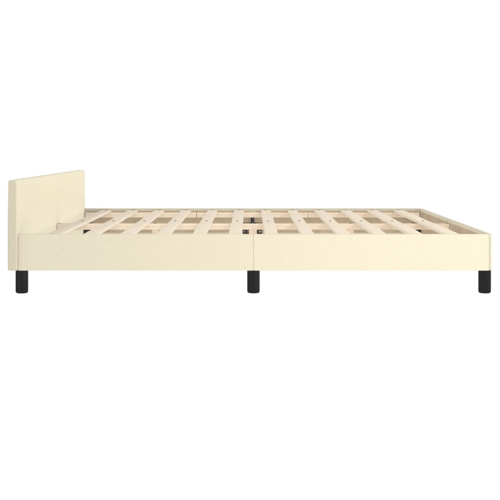 sengeramme med sengegavl 200x200 cm kunstlæder cremefarvet