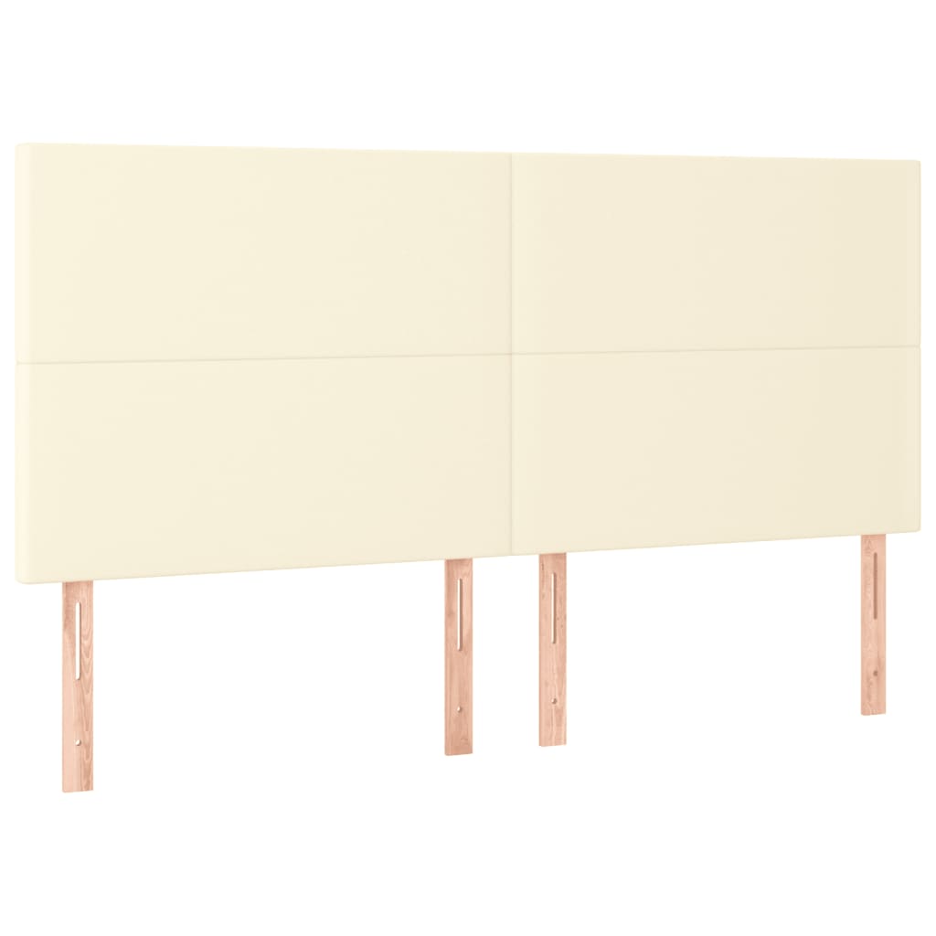 sengeramme med sengegavl 200x200 cm kunstlæder cremefarvet