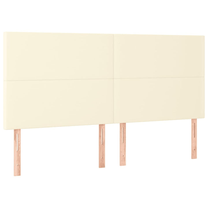 sengeramme med sengegavl 200x200 cm kunstlæder cremefarvet