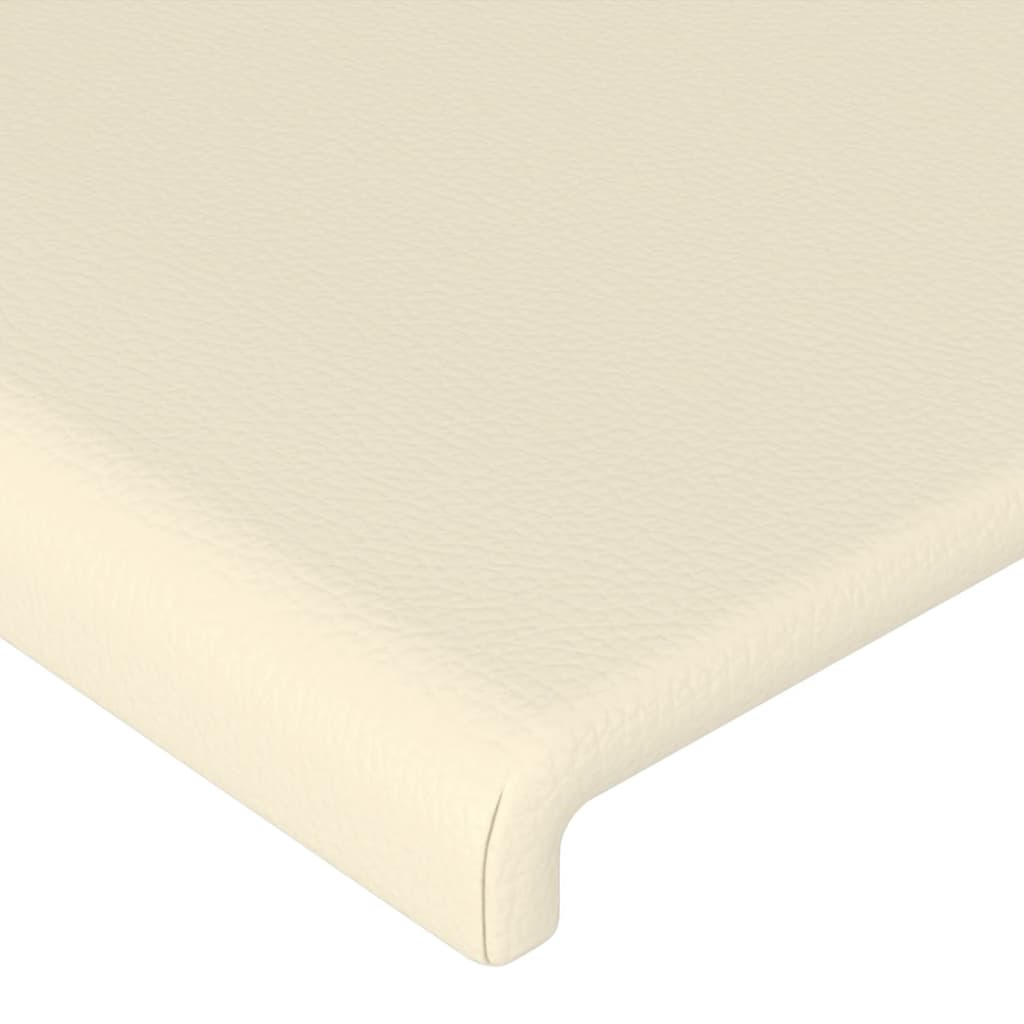 sengeramme med sengegavl 200x200 cm kunstlæder cremefarvet
