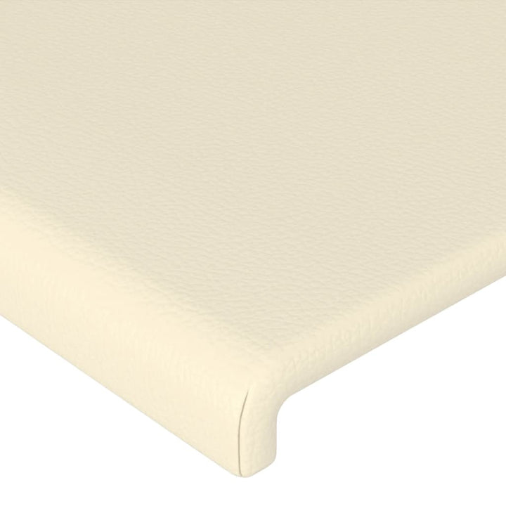 sengeramme med sengegavl 200x200 cm kunstlæder cremefarvet