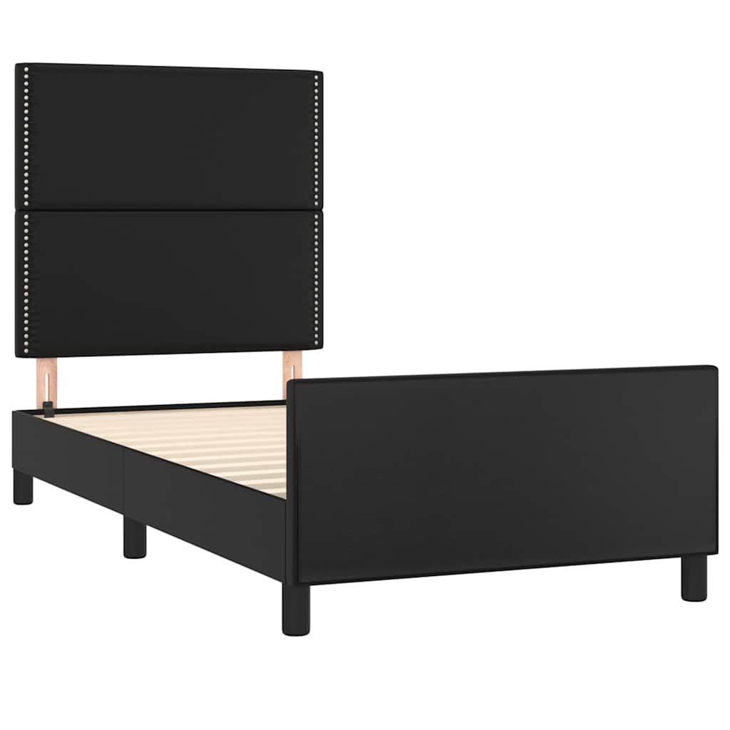 sengeramme med sengegavl 90x190 cm kunstlæder sort