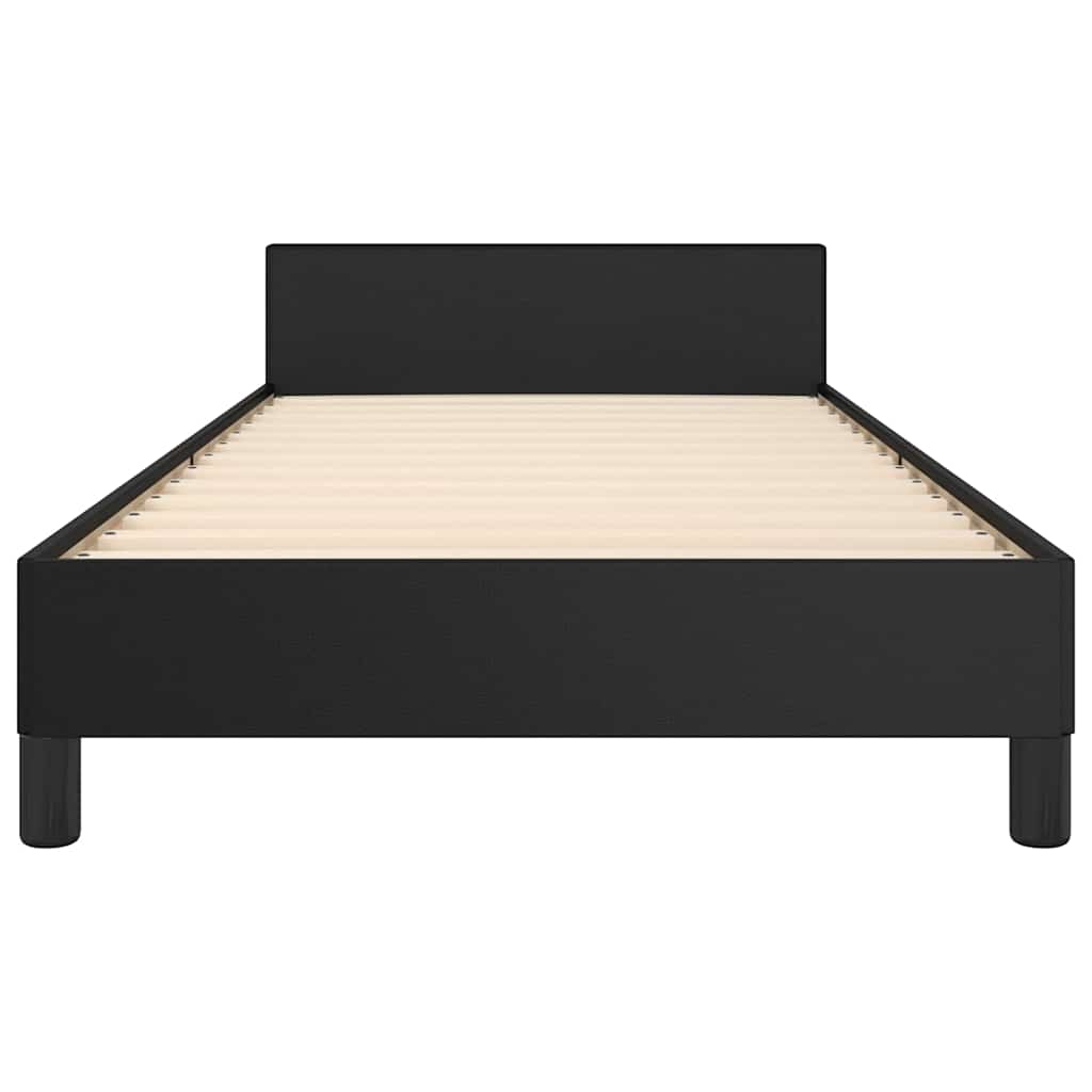 sengeramme med sengegavl 90x190 cm kunstlæder sort