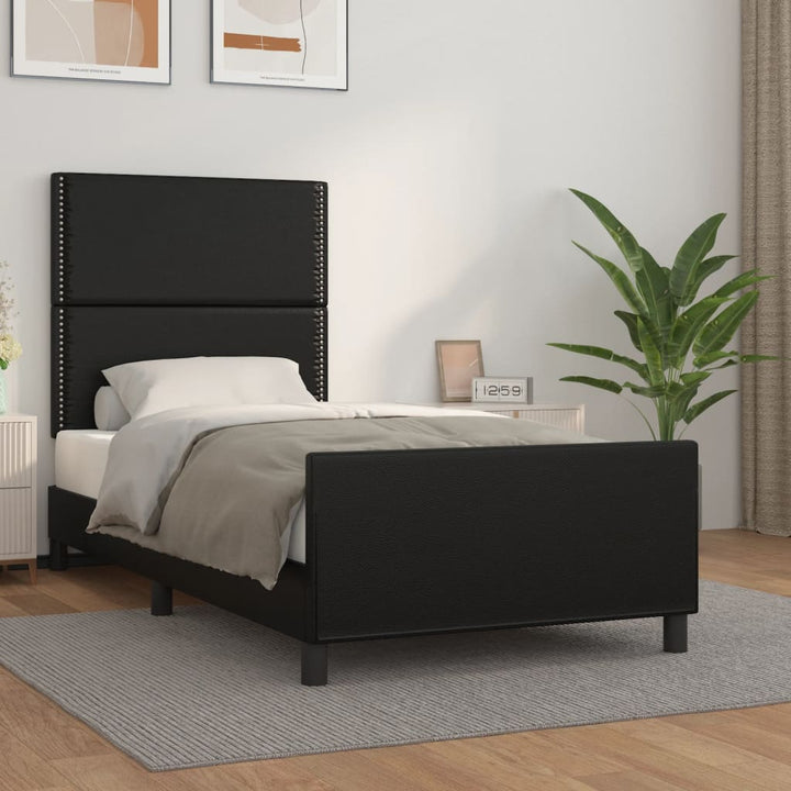 sengeramme med sengegavl 90x200 cm kunstlæder sort