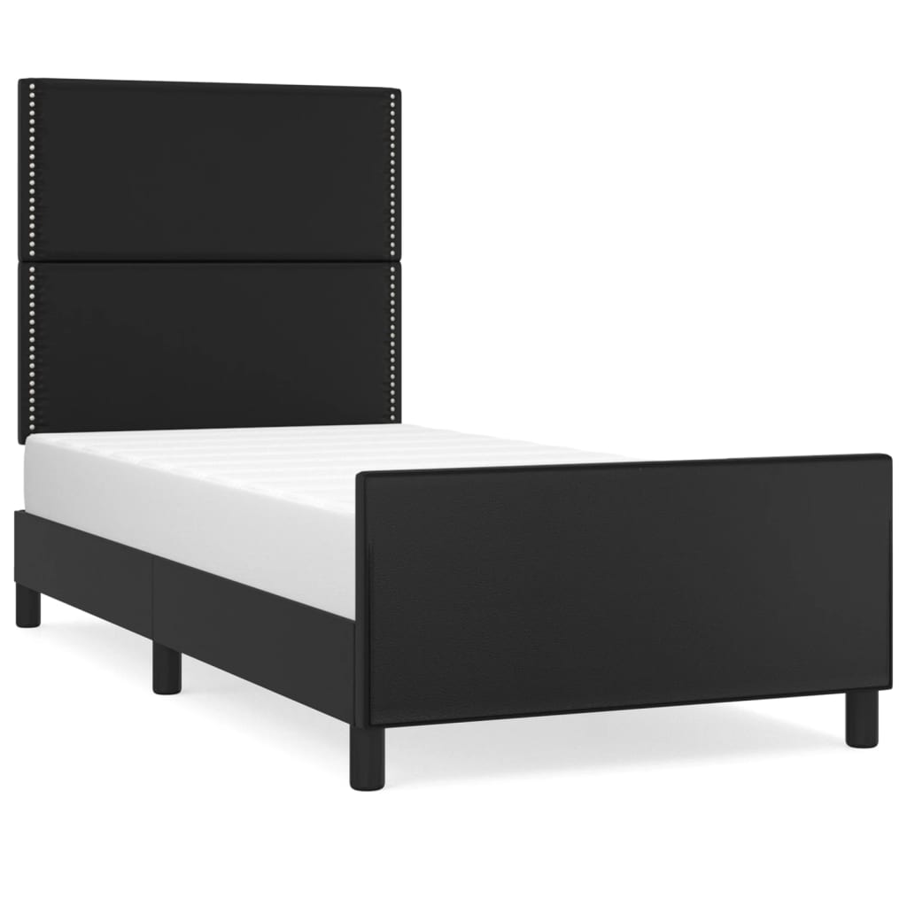 sengeramme med sengegavl 100x200 cm kunstlæder sort
