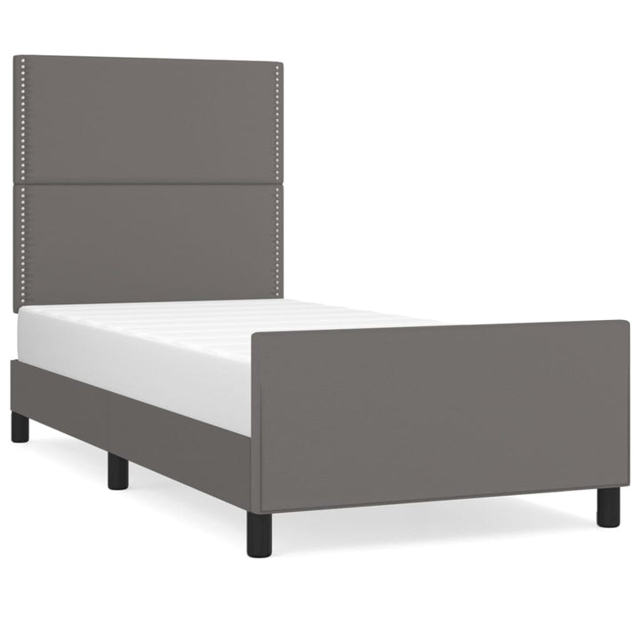 sengeramme med sengegavl 100x200 cm kunstlæder grå