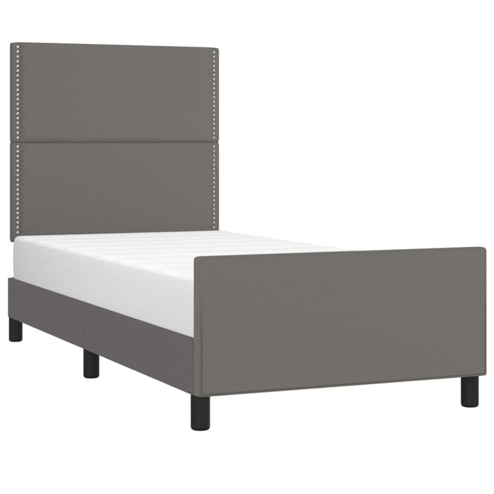 sengeramme med sengegavl 100x200 cm kunstlæder grå