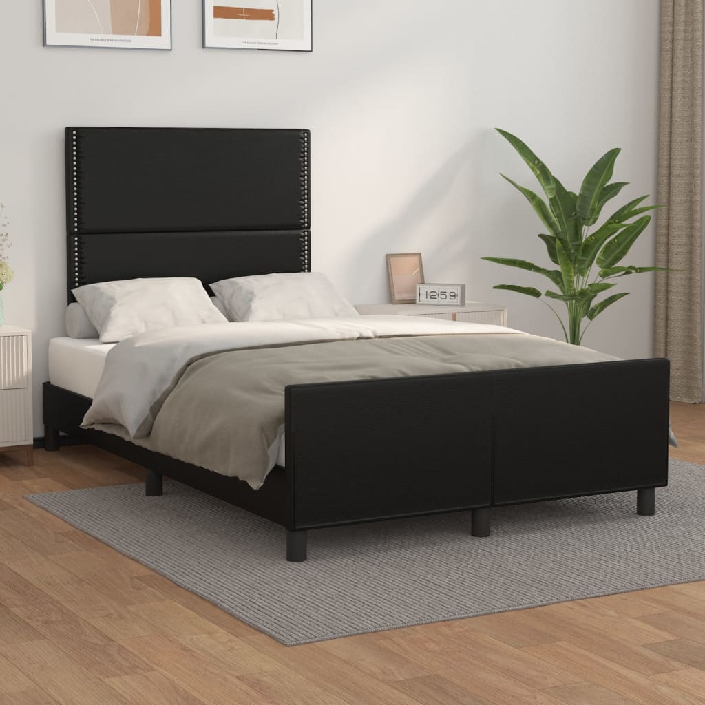 sengeramme med sengegavl 120x200 cm kunstlæder sort
