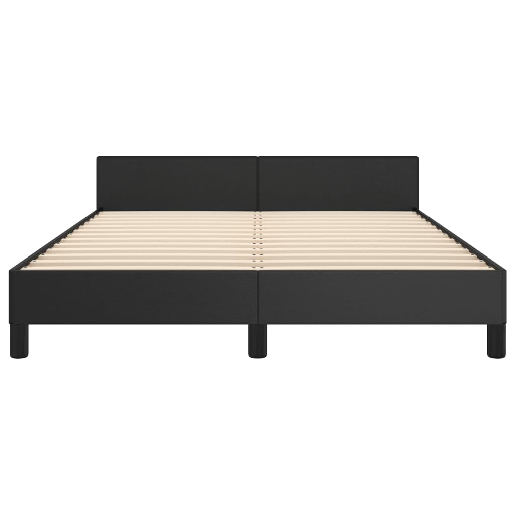 sengeramme med sengegavl 140x190 cm kunstlæder sort
