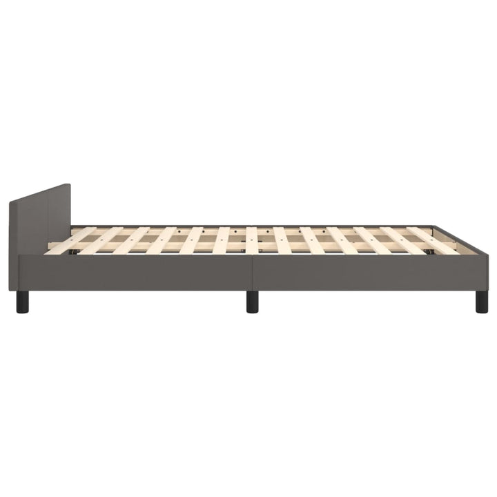 sengeramme med sengegavl 140x190 cm kunstlæder grå
