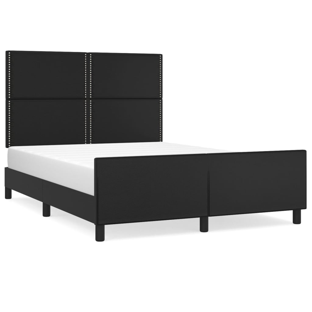 sengeramme med sengegavl 140x200 cm kunstlæder sort
