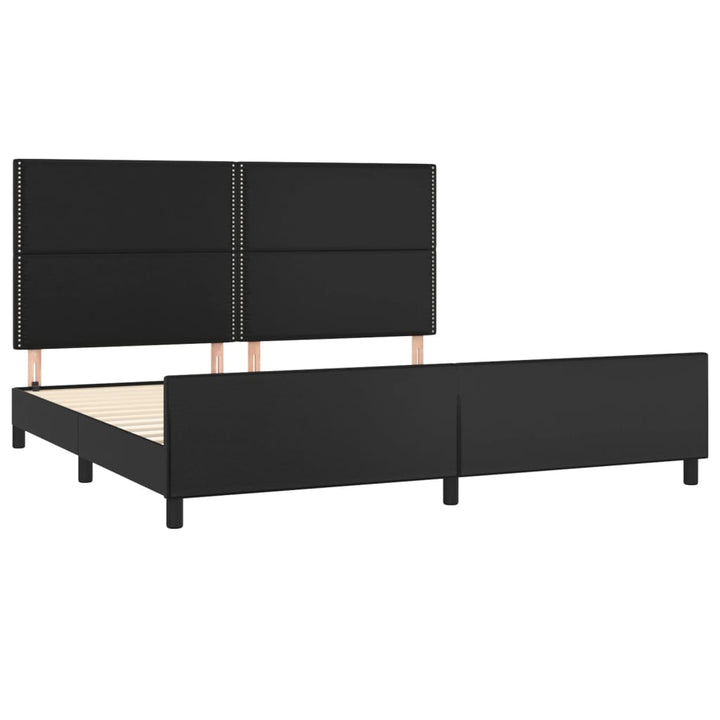 sengeramme med sengegavl 200x200 cm kunstlæder sort