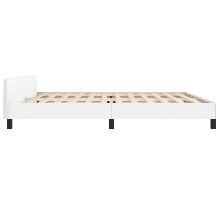sengeramme med sengegavl 200x200 cm kunstlæder hvid