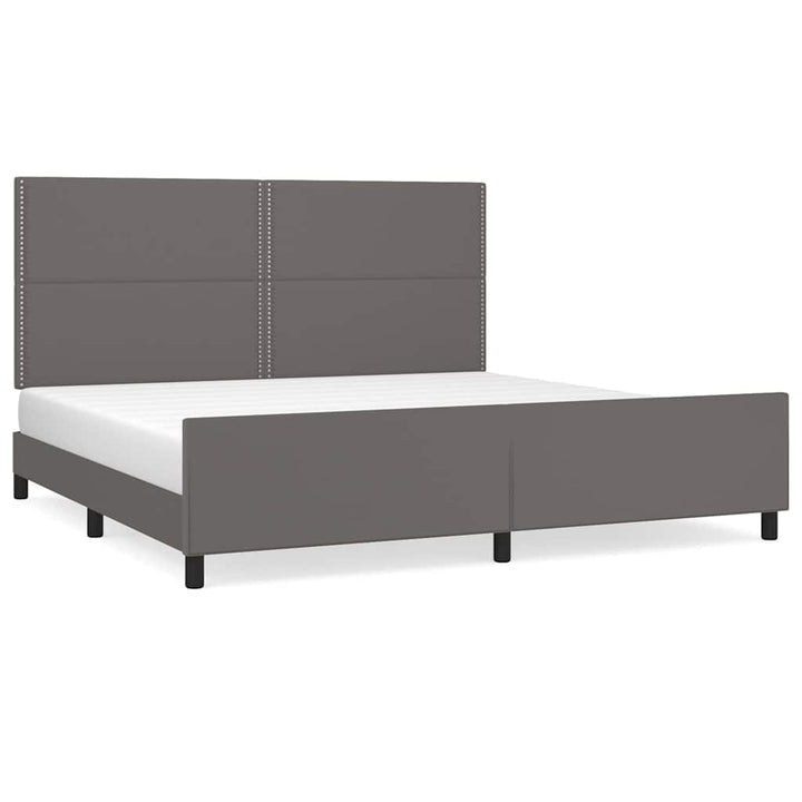 sengeramme med sengegavl 200x200 cm kunstlæder grå