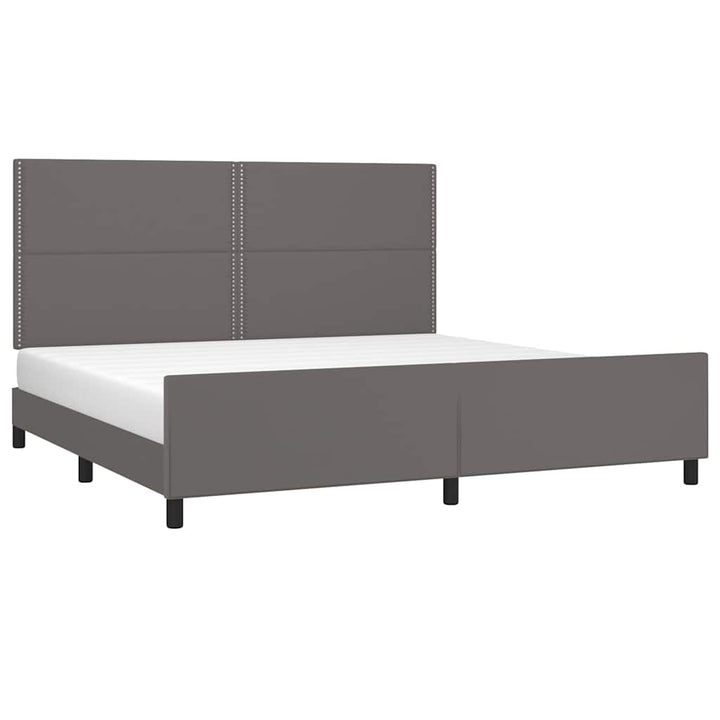 sengeramme med sengegavl 200x200 cm kunstlæder grå