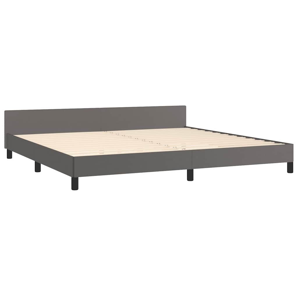 sengeramme med sengegavl 200x200 cm kunstlæder grå