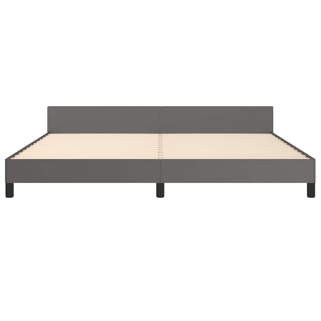 sengeramme med sengegavl 200x200 cm kunstlæder grå