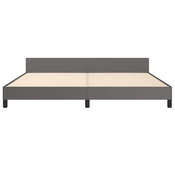 sengeramme med sengegavl 200x200 cm kunstlæder grå