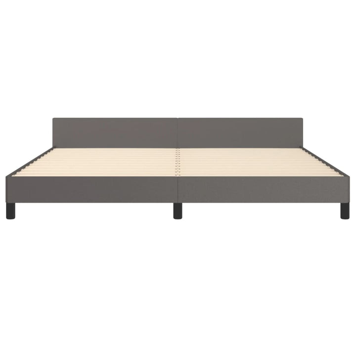sengeramme med sengegavl 200x200 cm kunstlæder grå