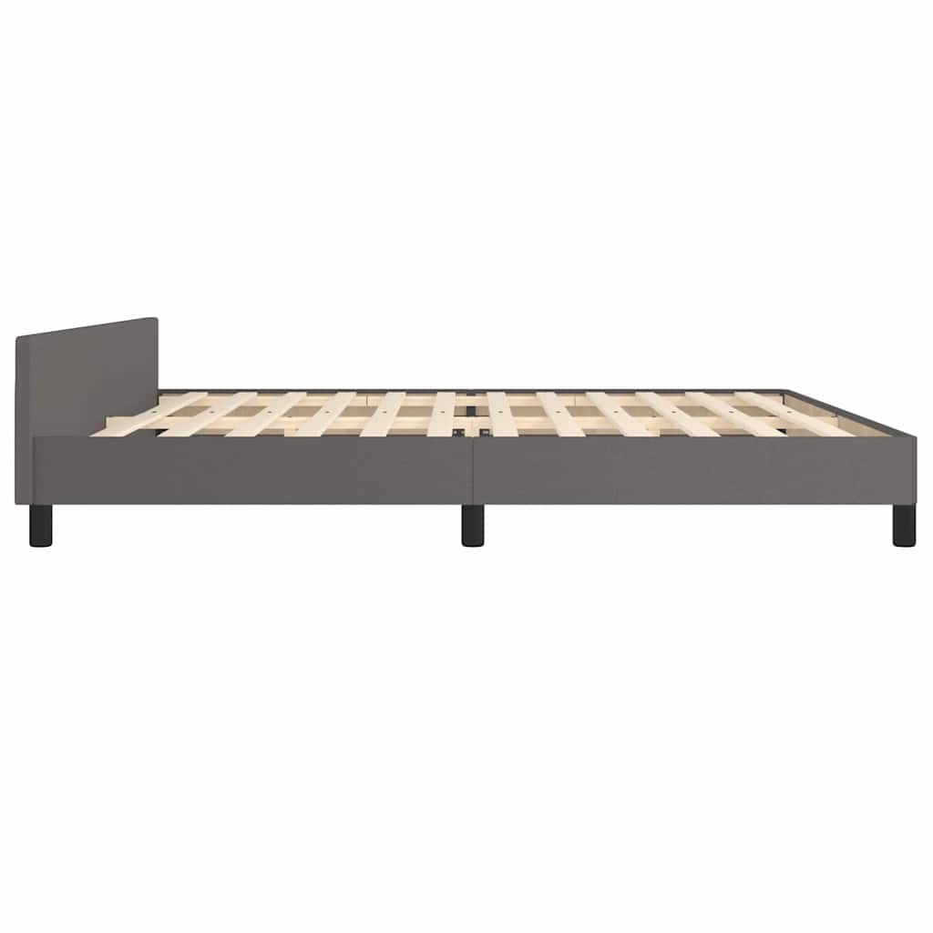 sengeramme med sengegavl 200x200 cm kunstlæder grå