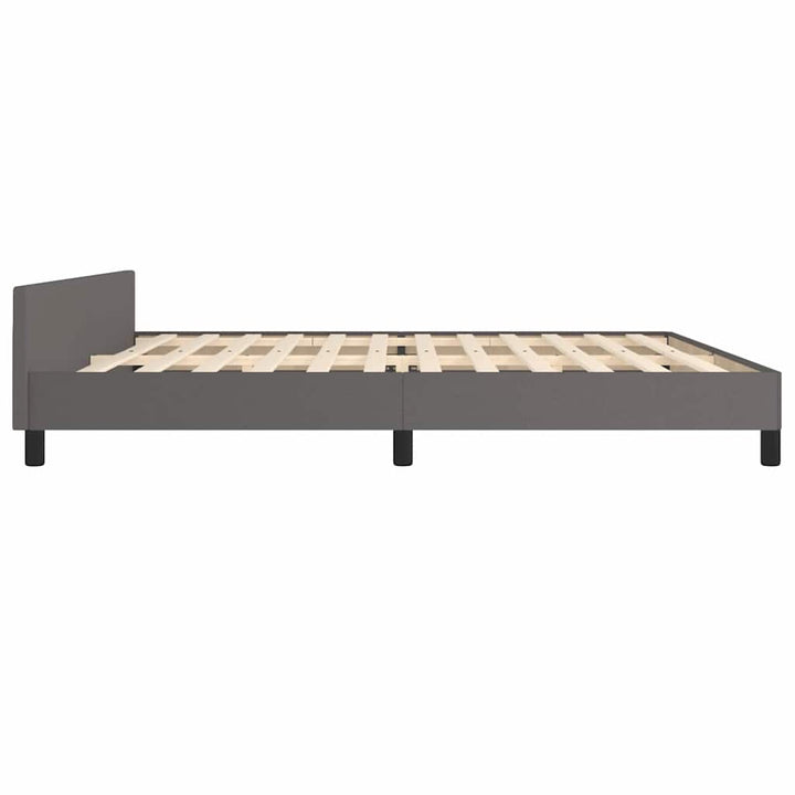 sengeramme med sengegavl 200x200 cm kunstlæder grå