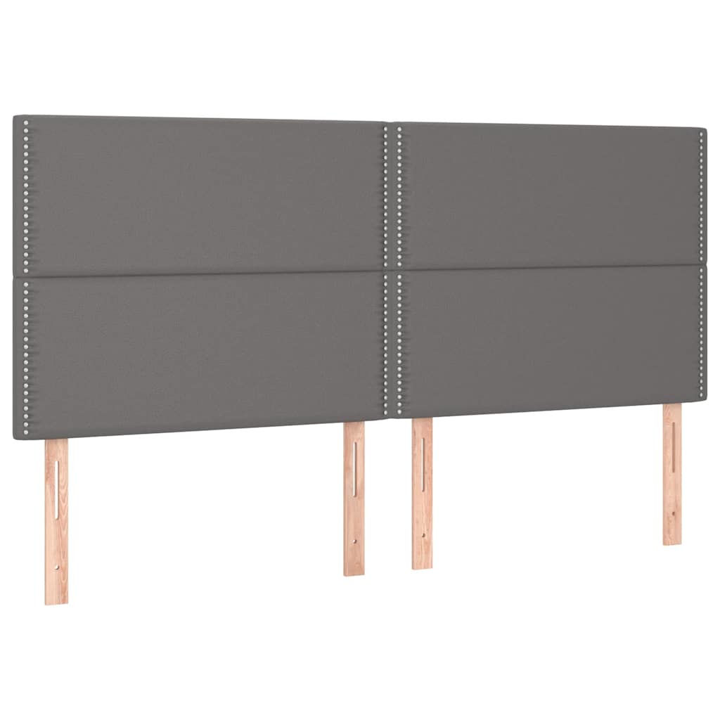 sengeramme med sengegavl 200x200 cm kunstlæder grå