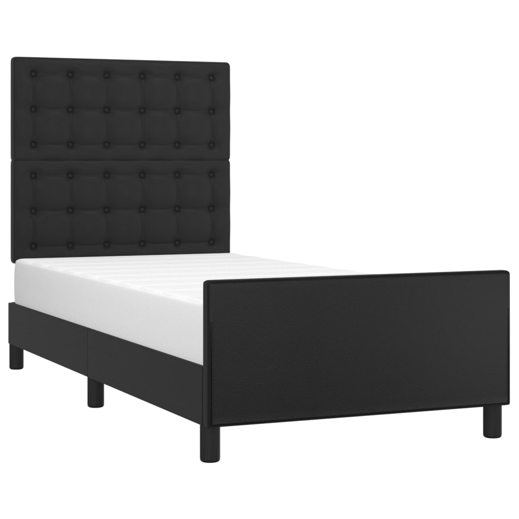 sengeramme med sengegavl 80x200 cm kunstlæder sort