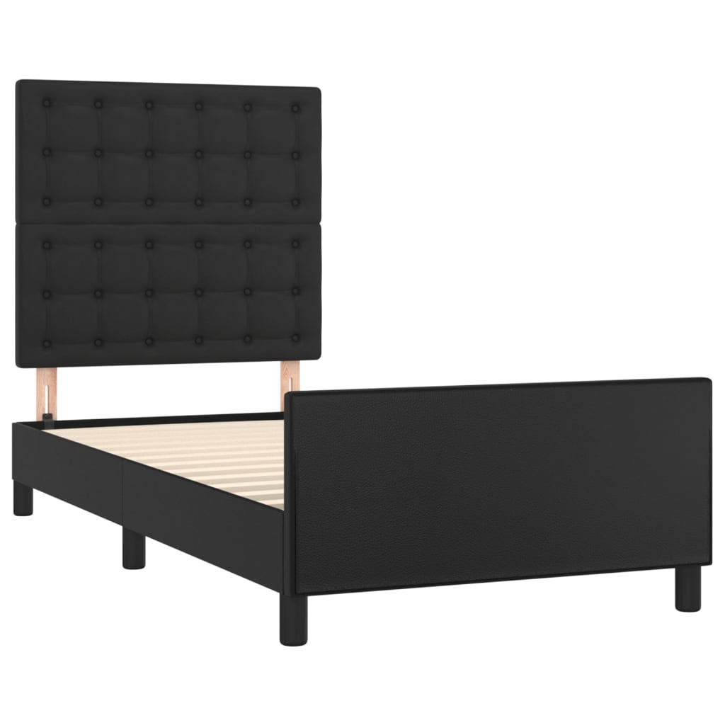 sengeramme med sengegavl 80x200 cm kunstlæder sort