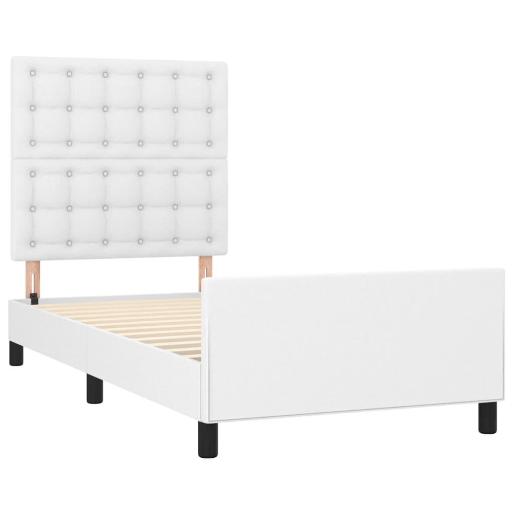 sengeramme med sengegavl 80x200 cm kunstlæder hvid