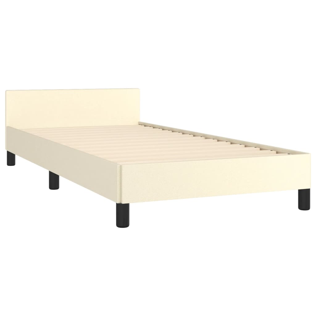 sengeramme med sengegavl 80x200 cm kunstlæder cremefarvet