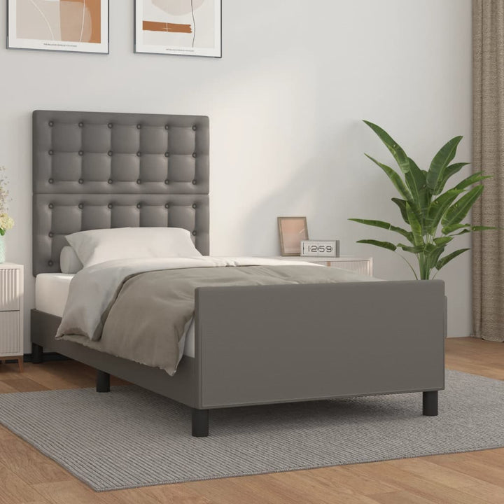 sengeramme med sengegavl 80x200 cm kunstlæder grå