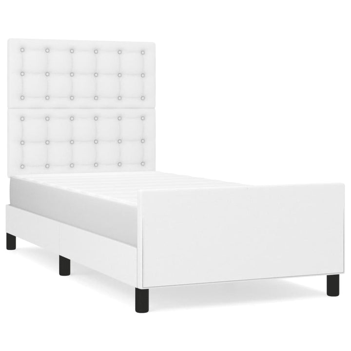 sengeramme med sengegavl 90x190 cm kunstlæder hvid