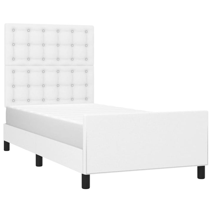 sengeramme med sengegavl 90x190 cm kunstlæder hvid