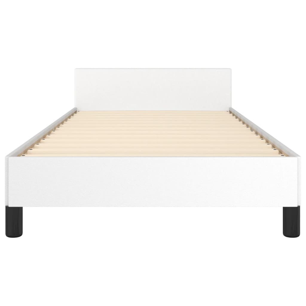 sengeramme med sengegavl 90x190 cm kunstlæder hvid