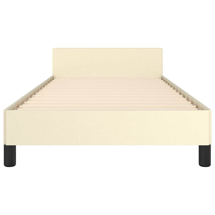 sengeramme med sengegavl 90x190 cm kunstlæder cremefarvet