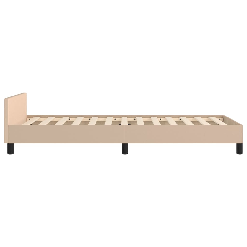 sengeramme med sengegavl 90x190 cm kunstlæder cappuccinofarvet